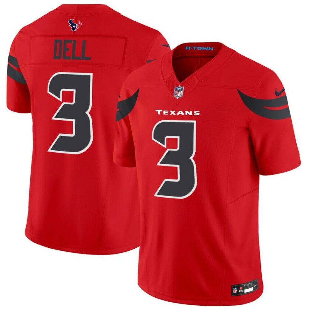 Men's Houston Texans Tank Dell Red #3 Stitching Jersey